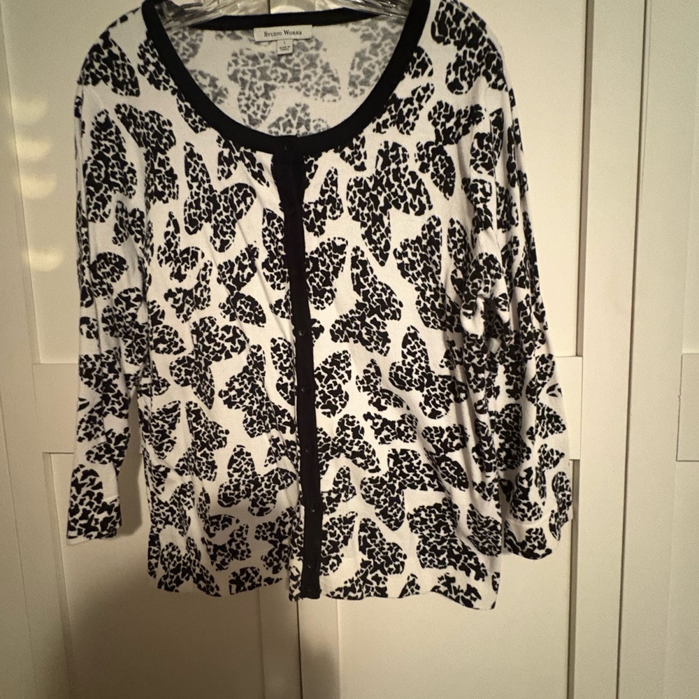 Studio Works Monochrome Animal Print Top